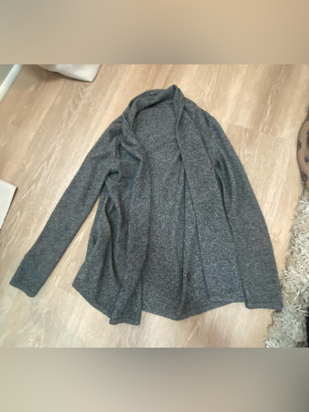 J Mclaughlin 100% Cashmere Open Front Long Cardigan Sweater Medium Gray